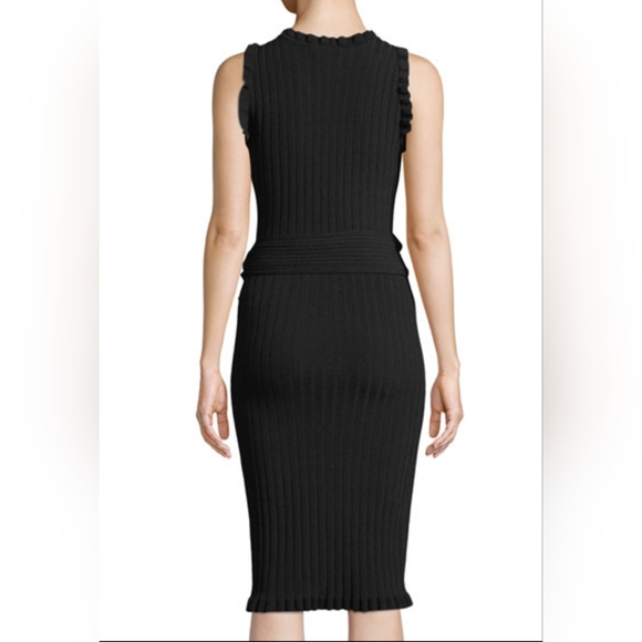 Milly Sheath Ribbed Wrap Midi Dress - Picture 2 of 7